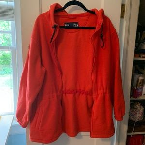XL Lands' End Red/Orange Fleece Jacket/Sweater!